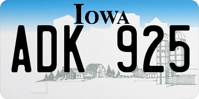 IA license plate ADK925