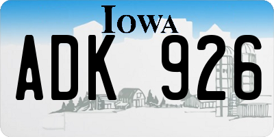 IA license plate ADK926