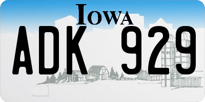 IA license plate ADK929