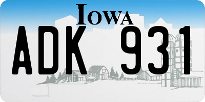 IA license plate ADK931