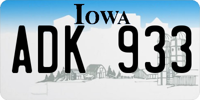 IA license plate ADK933