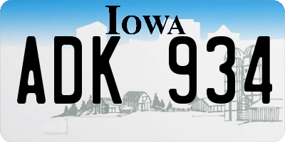 IA license plate ADK934