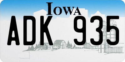 IA license plate ADK935