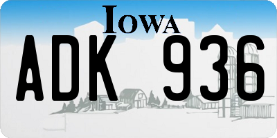 IA license plate ADK936