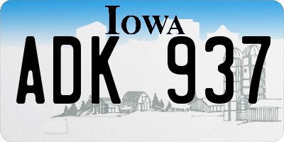 IA license plate ADK937
