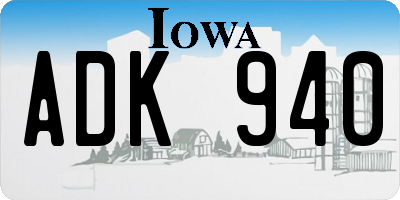 IA license plate ADK940