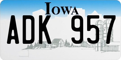 IA license plate ADK957