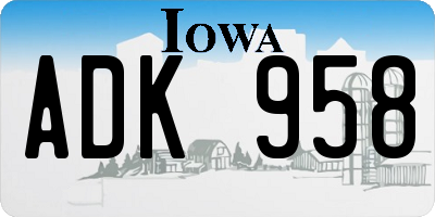 IA license plate ADK958