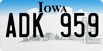 IA license plate ADK959
