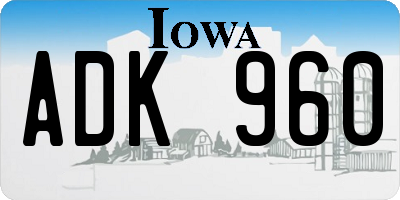 IA license plate ADK960