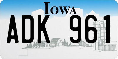 IA license plate ADK961