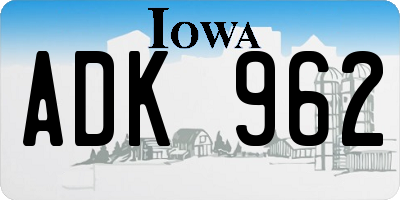 IA license plate ADK962