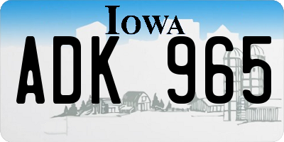 IA license plate ADK965