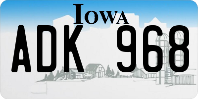 IA license plate ADK968