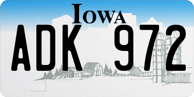 IA license plate ADK972