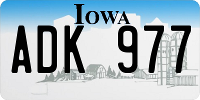 IA license plate ADK977