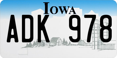 IA license plate ADK978