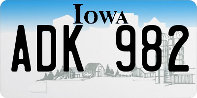 IA license plate ADK982