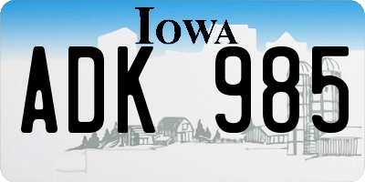 IA license plate ADK985