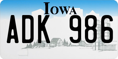 IA license plate ADK986