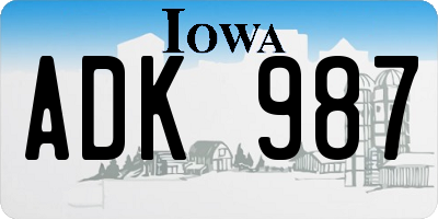 IA license plate ADK987