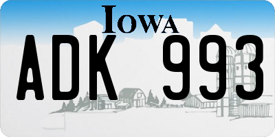 IA license plate ADK993