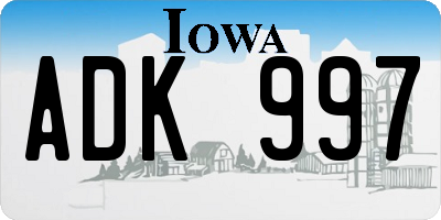 IA license plate ADK997