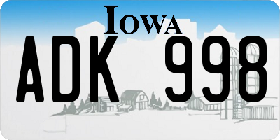 IA license plate ADK998