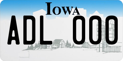 IA license plate ADL000