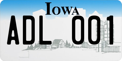 IA license plate ADL001