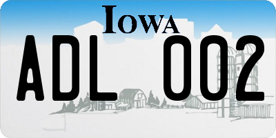 IA license plate ADL002