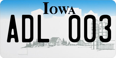 IA license plate ADL003