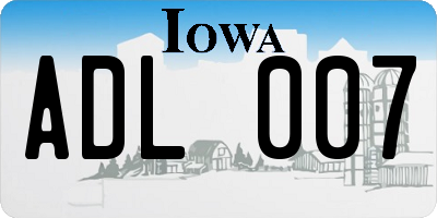 IA license plate ADL007