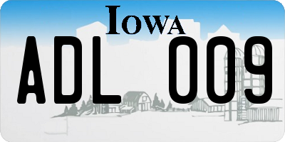 IA license plate ADL009