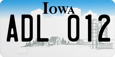 IA license plate ADL012