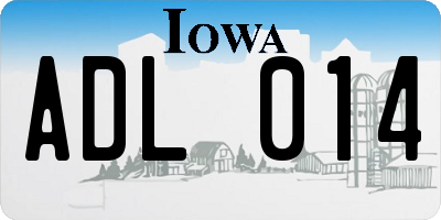 IA license plate ADL014