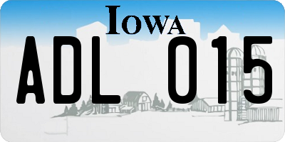 IA license plate ADL015