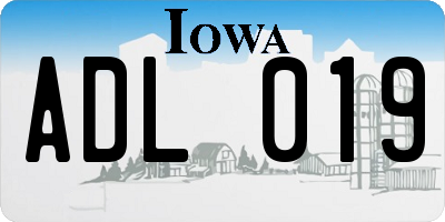 IA license plate ADL019