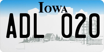 IA license plate ADL020