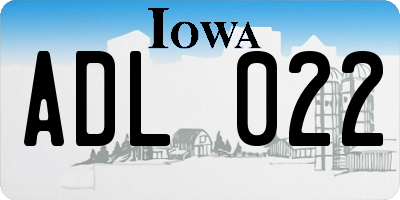 IA license plate ADL022