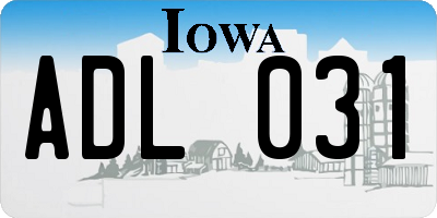 IA license plate ADL031