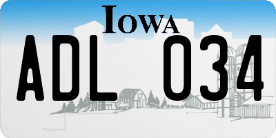 IA license plate ADL034