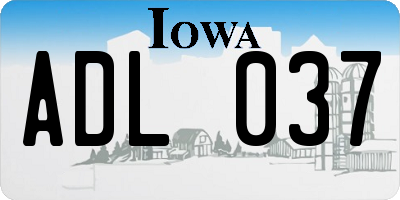 IA license plate ADL037