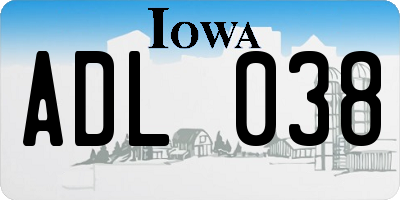 IA license plate ADL038