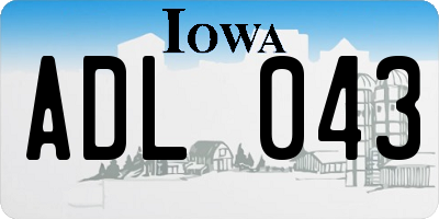IA license plate ADL043