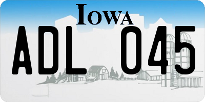 IA license plate ADL045