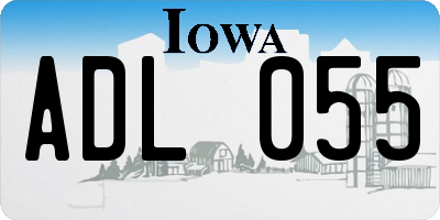 IA license plate ADL055