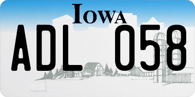 IA license plate ADL058