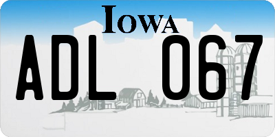 IA license plate ADL067