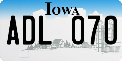 IA license plate ADL070